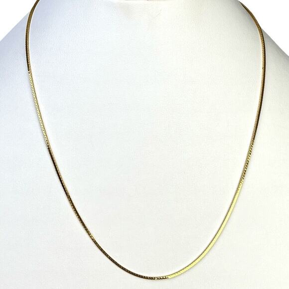 Monet Necklaces Lot 2 Gold Tone Shiny Flat Chains 16 And 20 Inch Signed - Picture 9 of 11